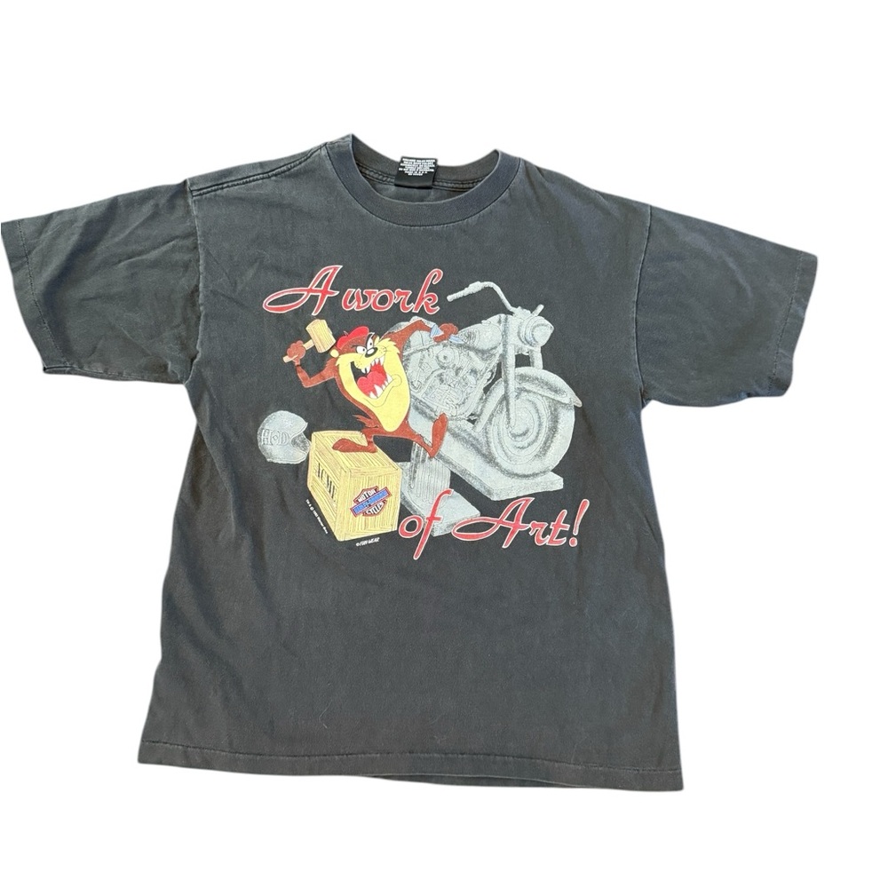 T Shirt Harley Davidson A Work of Art Tasmanian devil Dk Gray Large